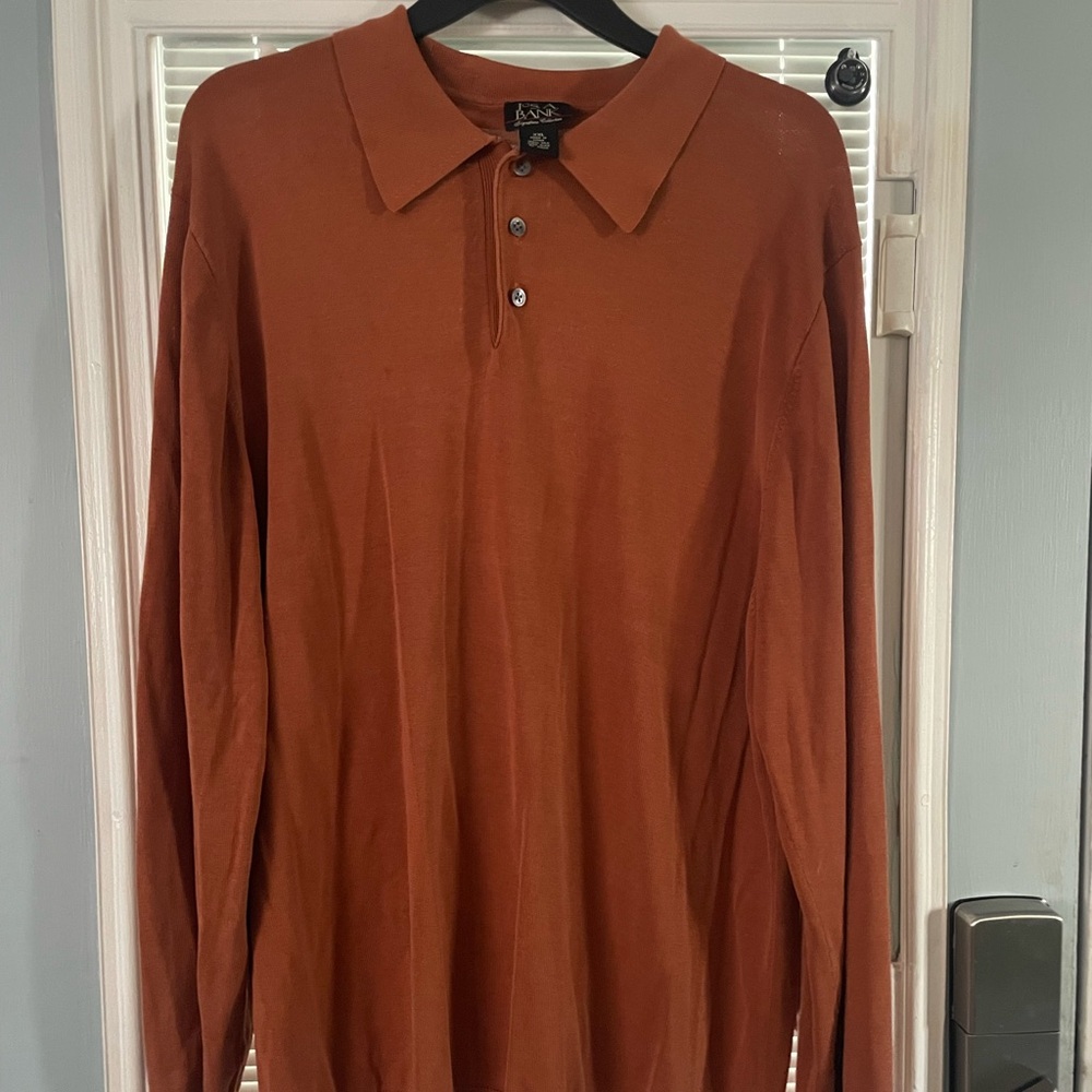 Jos A Bank Signature Collection Mens Shirt XXL Long Sleeve Polo Sweater Pullover